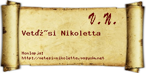 Vetési Nikoletta névjegykártya