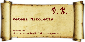Vetési Nikoletta névjegykártya